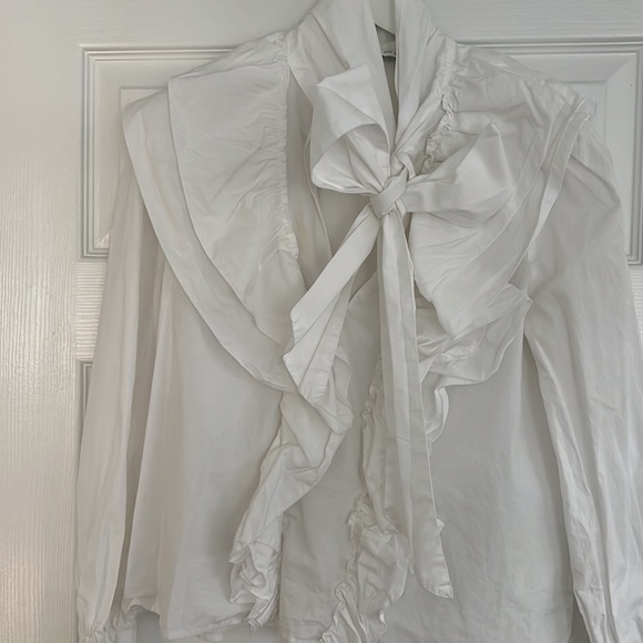 Zara Poplin Bow Tie Blouse - Picture 4 of 5
